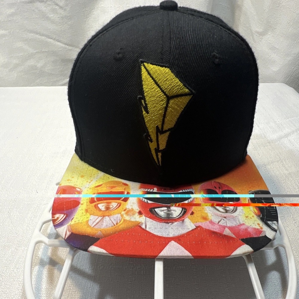 Power Rangers Mighty Morphin Black Graphic Adjustable Snapback Hat One Size